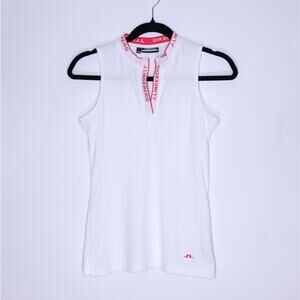 J.LINDEBERG Leya Sleeveless Golf Tee White Red Performance Active Women's XS